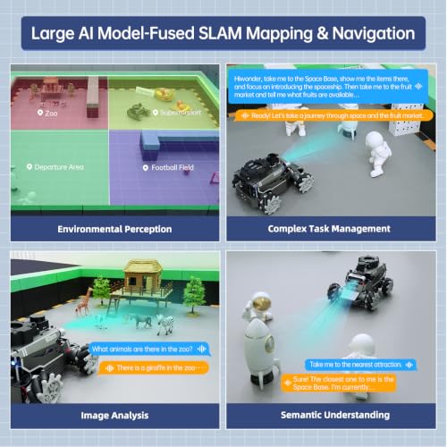 HIWONDER ROS2 Robot Car for Jetson RPi Gemini ChatGPT Large AI Models Depth Camera SLAM Mapping Autonomous Driving Programming Education 3-in-1 Chassis Car, ROSOrin Advanced Kit & NO Controller