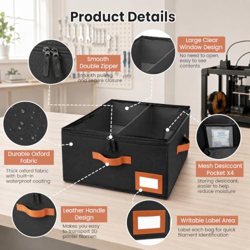 CONNOO Filament Storage Box, 2 Pack with Desiccants for PLA, PETG, TPU