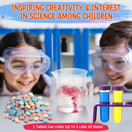 Color Science Kit, 120 Fizzing Tablets, Test Tubes and Beakers