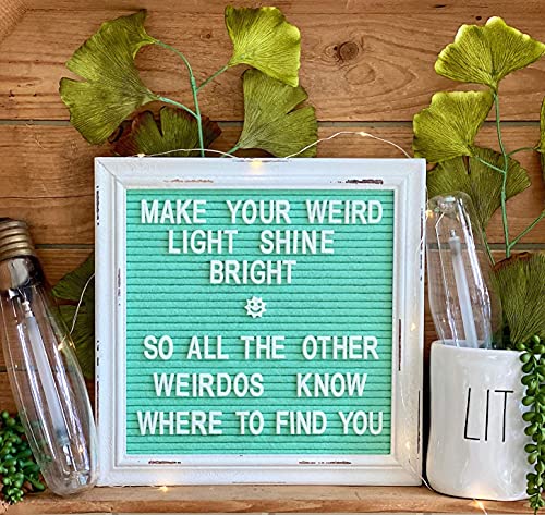 Mint Green Felt Letter Board Back to School Sign with Rustic Wood White Frame - Farmhouse Letter Board Sign with Stand - Baby Announcement 10x10 Felt Board Changeable Message Board with 350 Letter Set - color: Mint, size: 10x10 inches