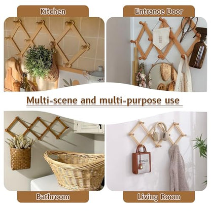 Rustic Adjustable Herb Drying Rack, Hanging Flower Dryer with Wall Hooks - color: Herb Drying Rack-Diamond Telescopic