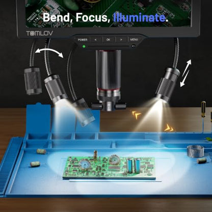 TOMLOV 3D Digital Soldering Microscope TM3K-3D, 7" Magnetic Dual Lens Scope - size: 7-inch