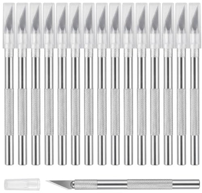 15 Pack Exacto Knife Set, Hobby Knife, Silver
