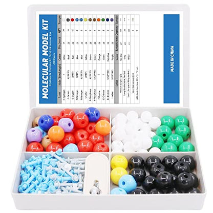 Swpeet 200 Pcs Molecular Model Kit for Organic and Inorganic Chemistry, Chemistry Molecular Model Student and Teacher Set - 83 Atoms & 116 Links & 1 Short Link Remover Tool - style: 200 Pieces Molecular Model Kit