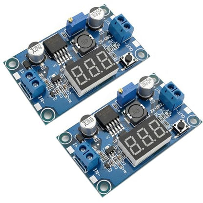 LM2596S Adjustable DC-DC Buck Converter Power Supply Module with Digital Voltage Meter Display Input 4-40V Output 1.25-37V 3A (Pack of 2) - style: 2PCS