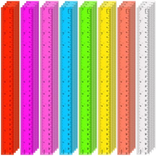 SenseYo 32 Pcs Clear Plastic Rulers 12 Inch Color Transparent Ruler with Centimeters and Inches for Kids Classroom Office Supplies - size: 32 Pcs