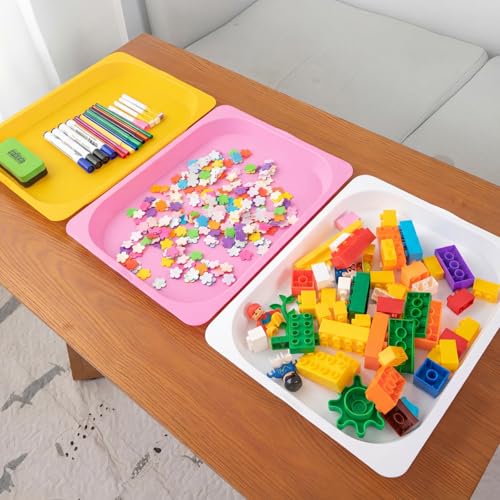 Elsjoy 12 Pack 15" x 12" Plastic Activity Trays, Large Art and Craft Organizer Trays, Stackable Serving Tray for Sorting, Beads, DIY Projects - size: Large (Pack of 2)