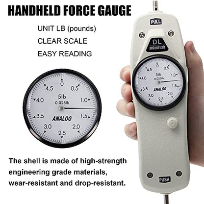 BAOSHISHAN 5lb Push Pull Force Gauge Force Tester Meter with Calibration Certificate and Carrying Case, for Tension and Compression Load Plug Force Destructive Tests DL-5LB - size: 5lb