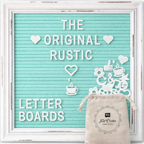 Mint Green Felt Letter Board Back to School Sign with Rustic Wood White Frame - Farmhouse Letter Board Sign with Stand - Baby Announcement 10x10 Felt Board Changeable Message Board with 350 Letter Set - color: Mint, size: 10x10 inches