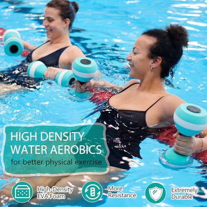 Seenelling Water Aerobics Set for Adults Neoprene Swim Gloves 2 Foam Aquatic Dumbbells Pool Exercise Equipment Water Weights for Aquatic Fitness Low Impact Pool Workouts - color: Mint Green