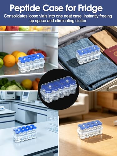 10ml Vial Peptide Storage Case —10-Slot Insulin & Peptide Organizer Bag for Fridge, Transparent Protector Box Holder for 1-3mL Glass Vials (Insulin, GLP-1, Peptides, Etc.) by WIBOND