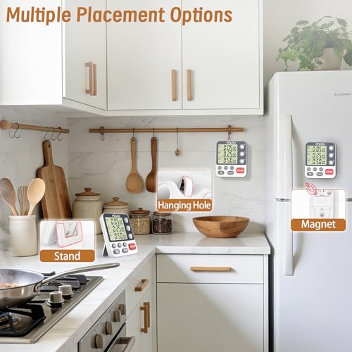 Digital Dual Kitchen Timer, 3-Channel Magnetic Countdown Timer for Cooking - size: Triple Timer