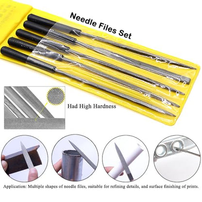 62PCS 3D Printer Tool Kit with Hand Drill, Deburring Tool and Needle Files - color: Black bag 62pcs