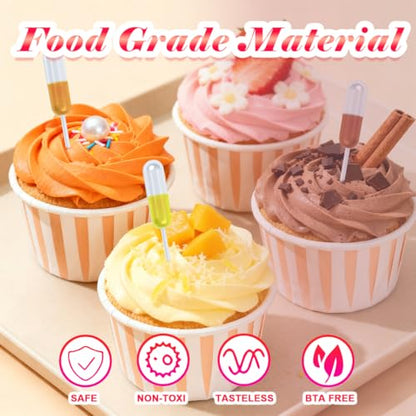 250 Pcs Mini Pipetas para Flan,4ml Plastic Cupcake Pipettes Dropper Transfer Pipettes para Postres for Strawberries Chocolate Ice Cream Lab (Cylinder)