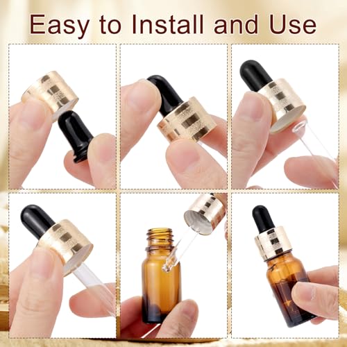 30 Pack 10ml Amber Glass Sample Dropper Bottles with Golden Caps - color: Amber, size: 10mL-30pcs