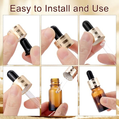 30 Pack 10ml Amber Glass Sample Dropper Bottles with Golden Caps - color: Amber, size: 10mL-30pcs