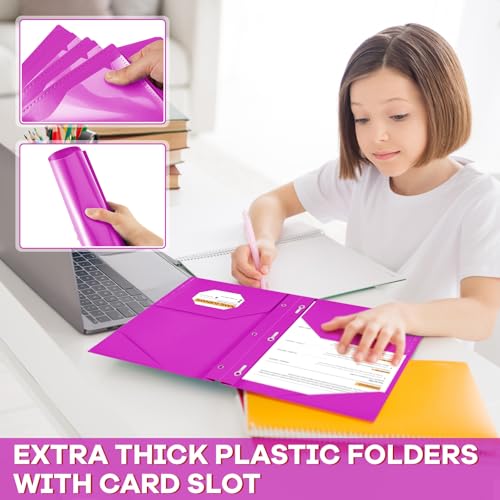 Henoyso 36 Pcs Plastic Folder with Clear Front Pocket, Neon Purple - color: Neon Purple