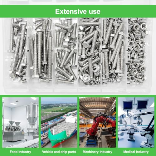 420 Pcs 1/4"-20 UNC Stainless Steel Hex Head Screw Kit - size: 1/4-20 -420Pcs