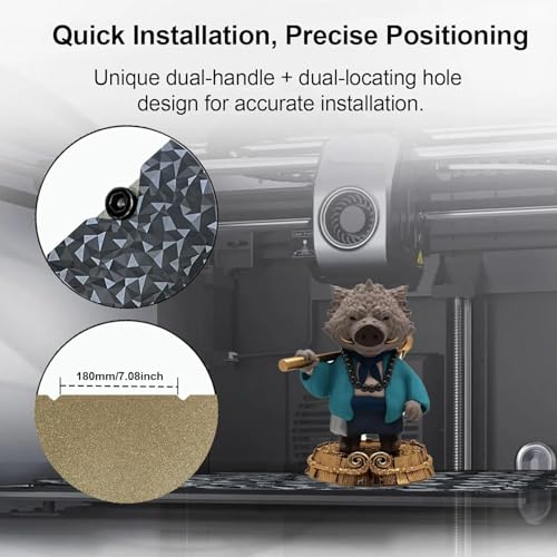 IdeaFormer-3D Double Sided PEO PEI Build Plate for Creality K1 Max/Ender 3 V3 Plus, Flexible PEO PEI Spring Steel Sheet No Magnetic Bed Plate K1 Max Plate 315x310 mm - color: Dimond PEO+Textured Gold PEI