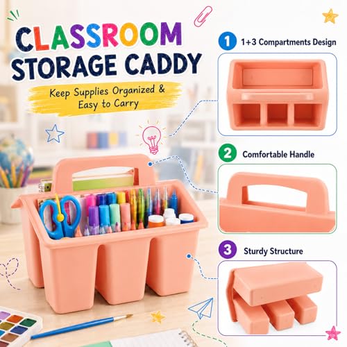 8 Pack Classroom Caddy Storage Basket with Handle (Boho) - color: Boho