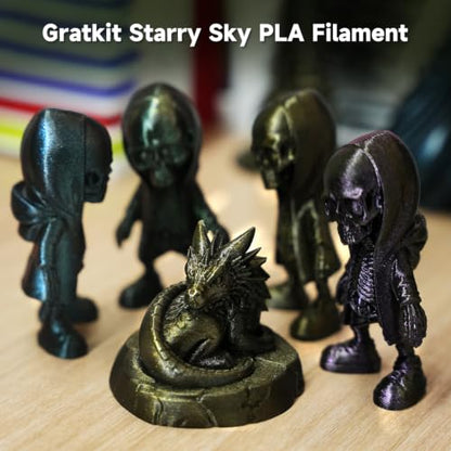 GratKit Starry Sky PLA, Glitter PLA Filament 4*250g, Blue,Green,Purple,Gold - color: Starry-blue,green,purple,gold