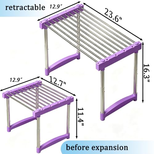 BLULEE Expandable Standing Shelf Unit, Adjustable Storage Rack Purple - color: Purple