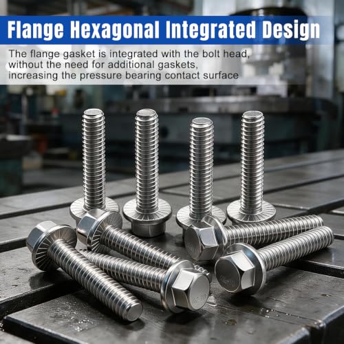 Taiss 25PCS 1/4-20 x 1 Flanged Hex Head Bolts 304 Stainless Steel,Flange Hexagon Screws Fully Threaded 1/4 Stainless Steel Bolts,1/4 Bolt - color: SS 1/4-20 x 1"
