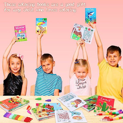 BenLouis 24 Summer Mini Coloring Books with 24 Crayons for Kids Bulk - style: Summer