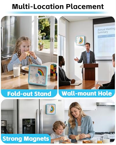 8-Inch Large Visual Timer for Kids 60-Minute Classroom Timer Magnetic - color: Blue-rainbow