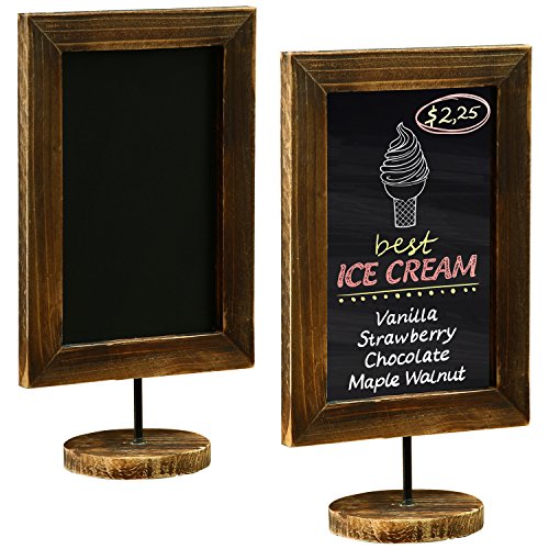 MyGift 12x7 Inch Framed Tabletop Chalkboard Signs with Stand Set of 2 - color: Burnt Wood, Set of 2