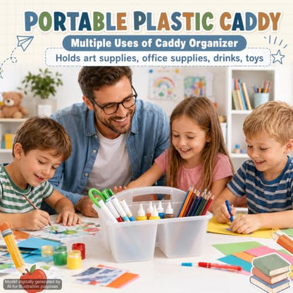 6 Pack Plastic Classroom Organizer Caddy with Handle, Clear - color: Clear