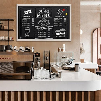 SELEAD Magnetic Chalkboard Words Sign - 24" x 36", White Wood Frame - color: Rustic White, size: 36"W x 24"H