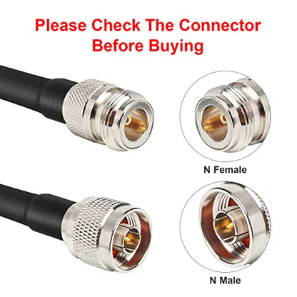 XRDS -RF 3ft N Male to N Female Cable, 50 ohm KMR240 Low Loss N Connector Coax Extension Cable Jumper for WiFi/Ham Radio Antenna, Signal Booster, Router, Amplifier