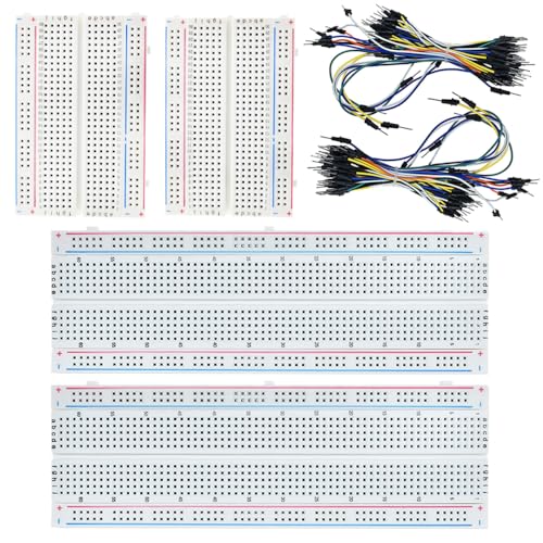 2PCS 400 Point & 2PCS 830 Point & 126 Pcs Flexible Breadboard Jumper Wires Breadboard Kit Solderless Breadboards for Arduino Bread Boards Electronics for Circuits Projects Prototype Board - color: Set A