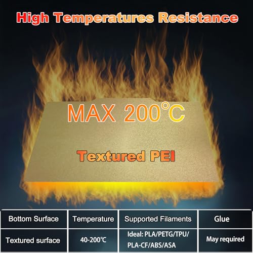 230x150mm Gold PEI Build Plate for Creator Pro 2/Qidi X-Pro/Qidi Tech/Dreamer/Inventor, Double Sided Textured PEI Flexible Spring Steel Platform Heated Printing Bed for 3D Printer - size: 230x150mm