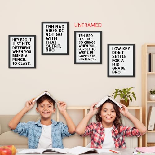 Hxlac Funny Classroom Wall Art Prints Set of 4, Black and White Decor, Posters for Middle High School, 8x10 Inch Unframed - color: white_2, size: 8x10inch