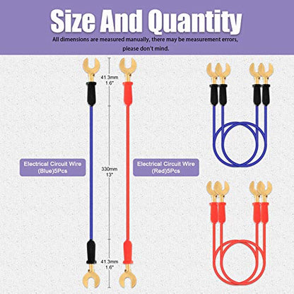 Swpeet 10Pcs Red + Blue Interconnect Circuit Wire Kit, Perfect for Physics Laboratory Electricity Connection,Demos Teaching Basic Principles of Electricity and Simple Circuit Wire Works - style: Interconnect Circuit Wire
