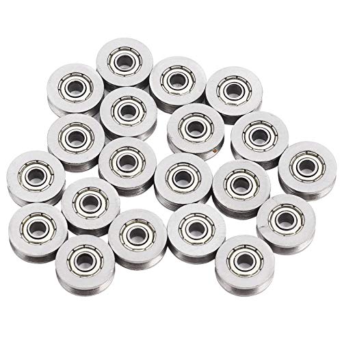 V Bearing, Small Grooved Bearing Pulleys 3x12x4mm, V Track Wheels, Small Fixed Pulley Bulk, V623zz Carbon Steel Replacement for Rail Track Linear Motion System, 20pcs