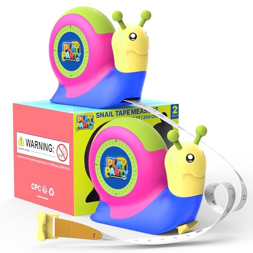 8ft Tape Measure for Kids, STEM Educational Tool with Level, Protractor and Eraser, Retractable Snail Shaped Measuring Tapes, Child-Safe Gift for Boys & Girls 3+, Double Green - color: Double Green