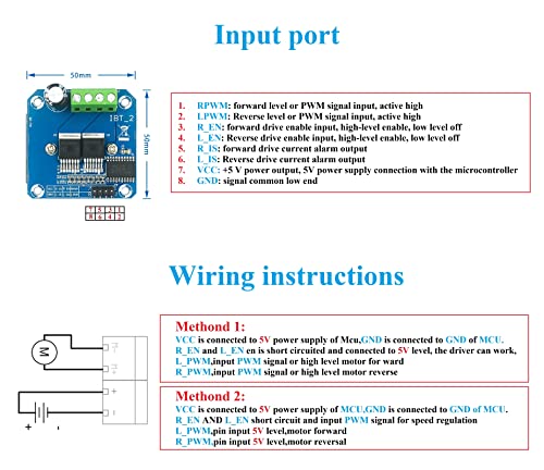 WWZMDiB BTS7960 DC Motor Driver Compatible with 43A High Current Dual H-Bridge Motor Controller Board Module for Arduino