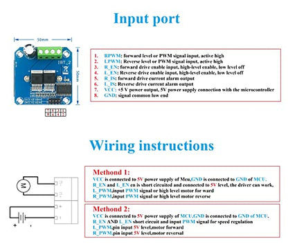 WWZMDiB BTS7960 DC Motor Driver Compatible with 43A High Current Dual H-Bridge Motor Controller Board Module for Arduino