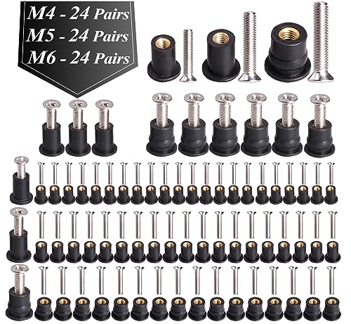 WEDAMER 72 Pairs M4 M5 M6 Neoprene Well Nuts Kit Rubber Well Nuts for Kayak - color: M4/M5/M6 Each 24 Pairs