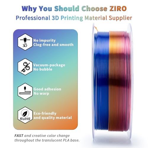 ZIRO Fast Color Change PLA, Transluent Filament 1.75mm, Crystal Prism - color: Cyrstal Prism