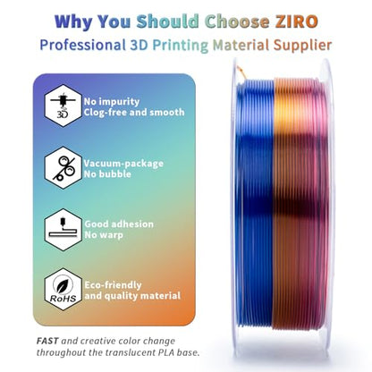 ZIRO Fast Color Change PLA, Transluent Filament 1.75mm, Crystal Prism - color: Cyrstal Prism