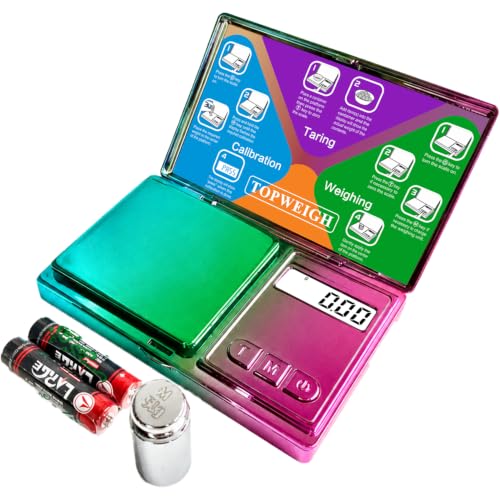 Small Gram Scale, 200g x 0.01g, Tare Function, with 50g Calibration Weight, Backlight Display, Compact & Portable Design, 6 Weighing Units - color: Multicolored