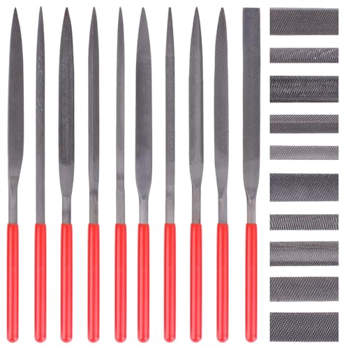 Jewelers Needle File Set, 10-Piece Mini Metal Files with Cleaning Wire Brush, Precision Hand File Kit for Jewelry Making, Ring Repair, Metal Detailing, Carving, Shaping and Fine Sanding