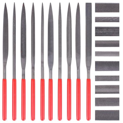 Jewelers Needle File Set, 10-Piece Mini Metal Files with Cleaning Wire Brush, Precision Hand File Kit for Jewelry Making, Ring Repair, Metal Detailing, Carving, Shaping and Fine Sanding