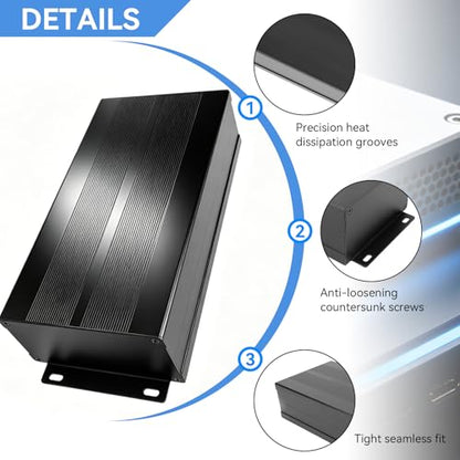 55 x 106 x 200mm / 2.2 x 4.2 x 7.9in Split Aluminum Enclosure Project Box, Enclosure Electronic DIY Circuit Board Project Aluminum Box Cooling Cases for Electronics ((Sand Black with Bent Plate))