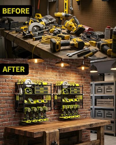 Power Tool Organizer Wall Mount | 4-Tier Rack for 4 Drills