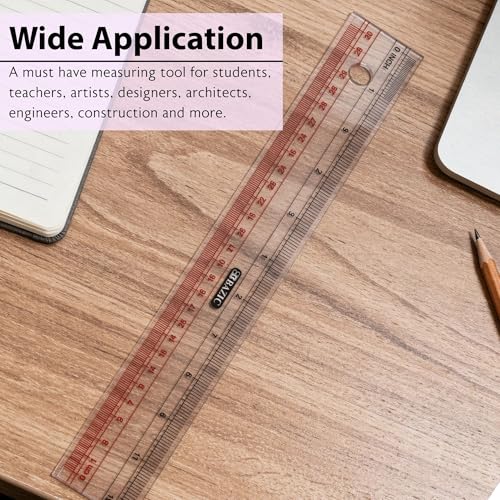 BAZIC Products Claro 12 in Clear Plastic Ruler, Inch & Metric, 2-Pack - size: 2-Pack